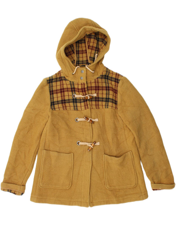 Topshop Womens Hooded Duffle Jacket UK 10 Small Gelb karierte Wolle