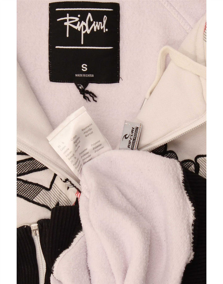 Rip Curl Mens Graphic Zip Hoodie Sweater Small White Cotton