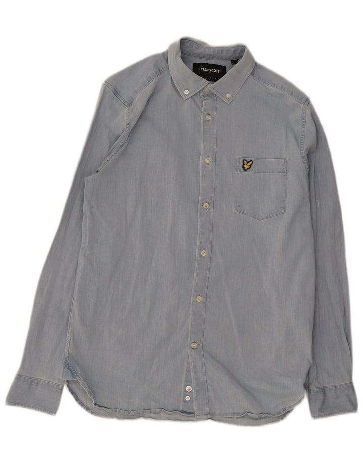 Lyle & Scott Mens Shirt Medium Blue Cotton