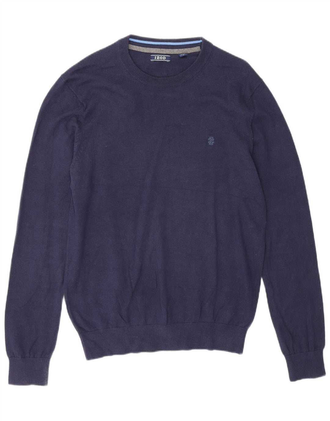 Izod Mens Crew Neck Jumper Sweater Medium Navy Blue Cotton