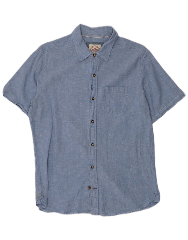 Fat Face Mens Short Sleeve Shirt Small Blue Linen