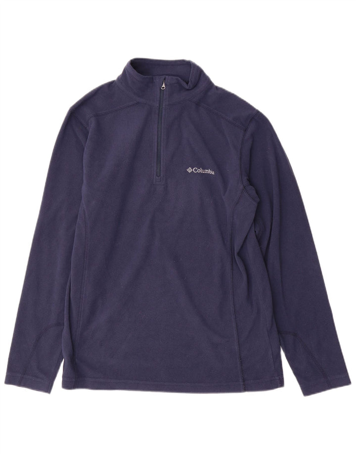 Columbia Mens Zip Neck Fleece Jumper Small Navy Blue Polyester