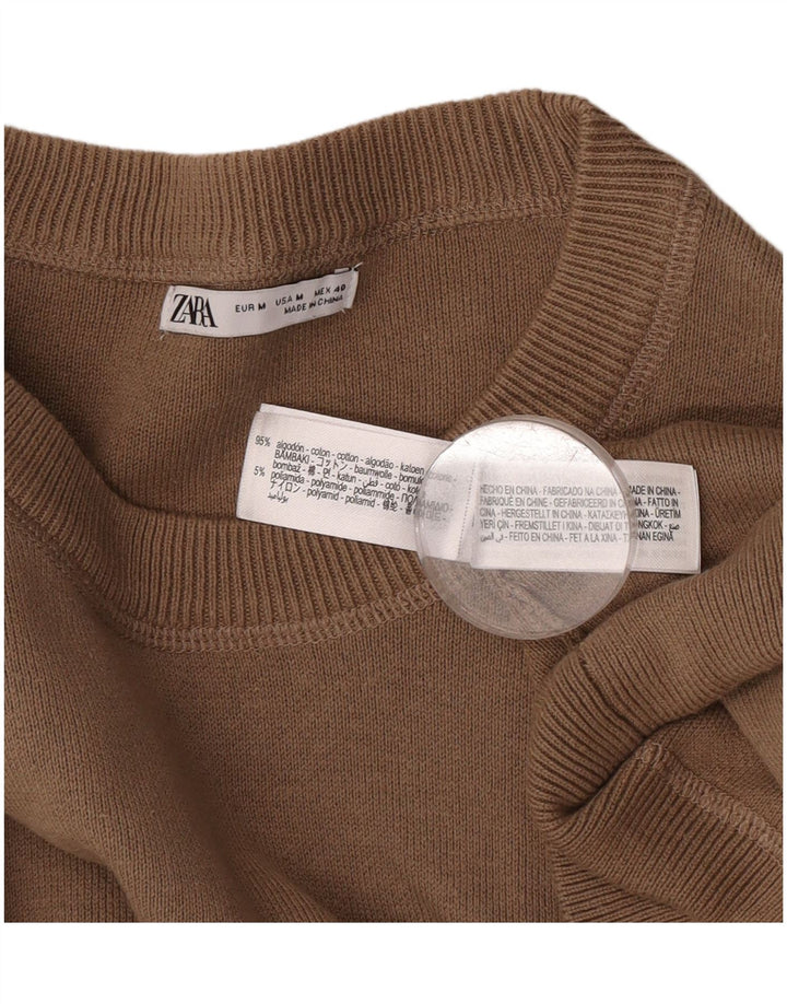 Zara Herre sweater med rund hals, medium brun bomuld
