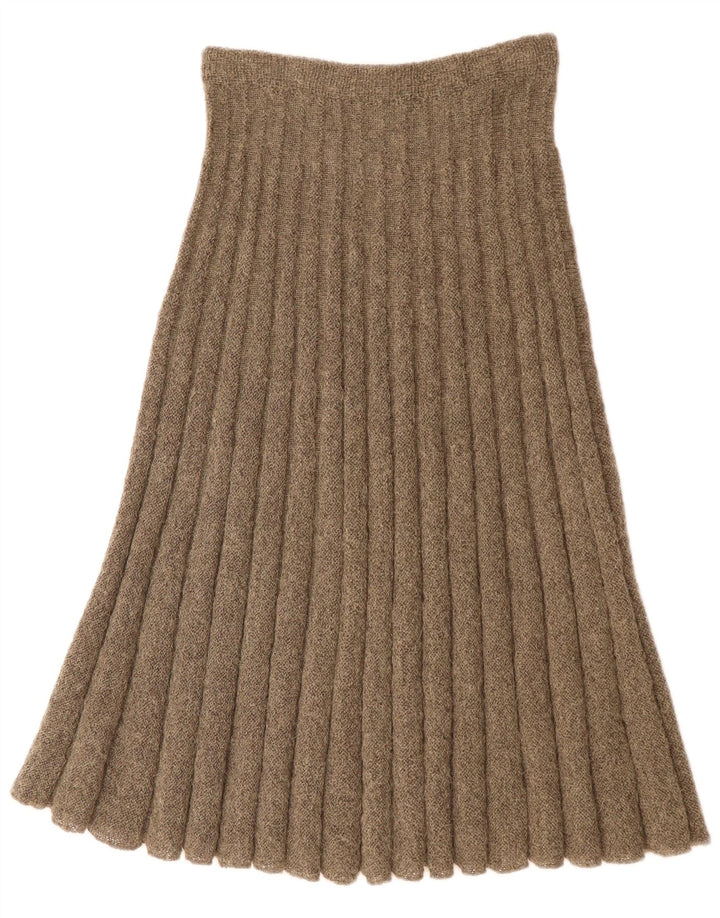 Vintage Womens Knit A-Line Skirt W28 Medium Khaki