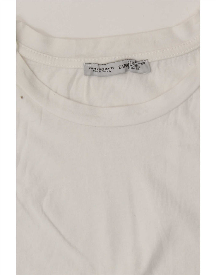 Zara Womens Graphic T-Shirt Top UK 10 Small White