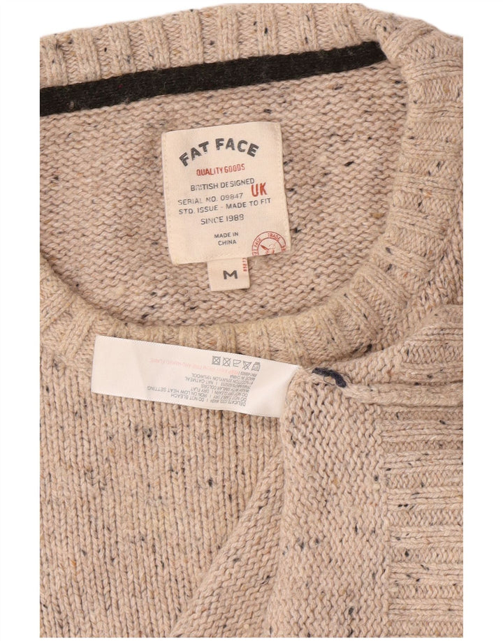 Fat Face Pull Col Ras du Cou Homme Beige Moyen Moucheté Coton