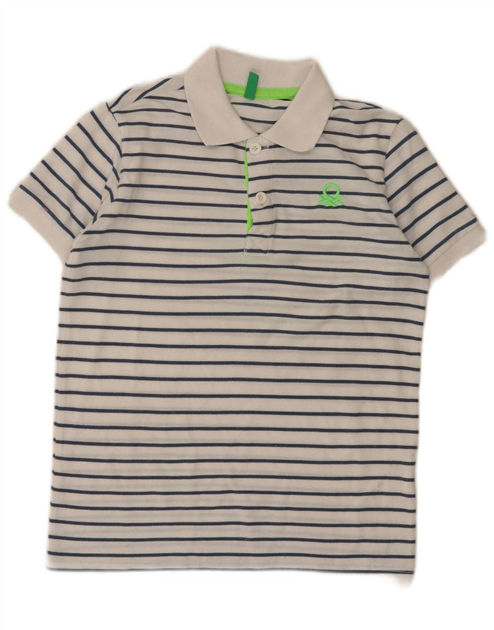 Polo Benetton Bambino 8-9 Anni Poliestere Righe Grandi Bianche