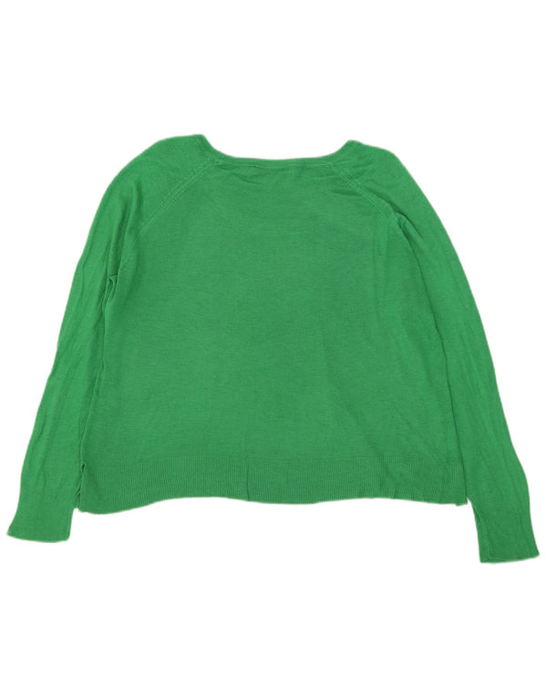 Maglione maglione oversize con scollo a barca da donna Zara UK 14 Viscosa verde medio