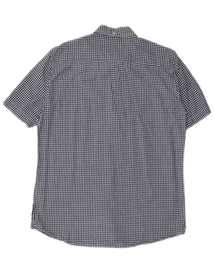 French Connection Kortærmet Herreskjorte Medium Navy Blue Gingham Cotton