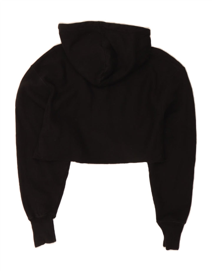CHAMPION Womens Crop Oversized Hoodie Jumper UK 6 XS Black Cotton Vintage Champion and Second-Hand Champion from Messina Hembry 