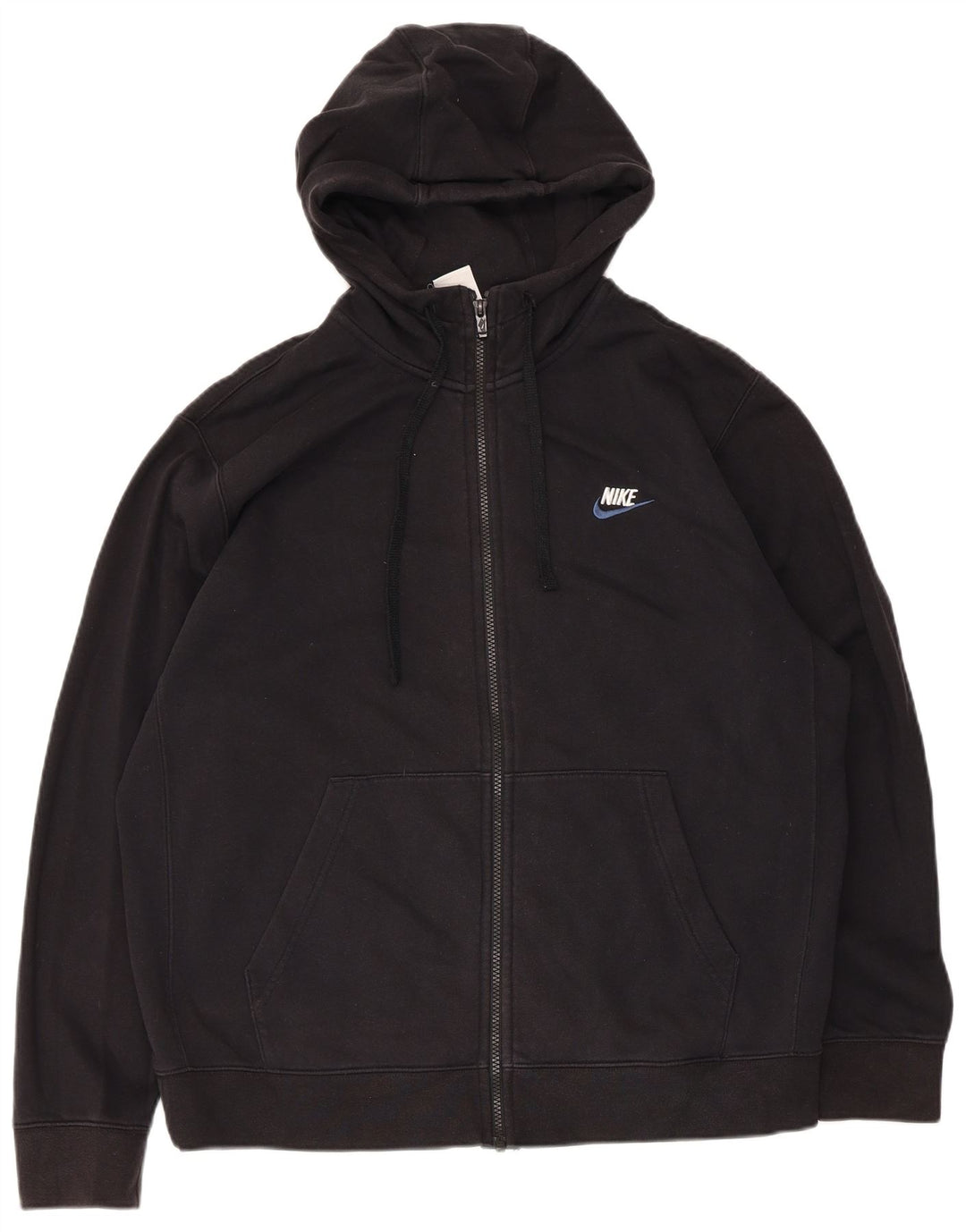 Nike Mens Zip Hoodie Sweater Large Black Cotton