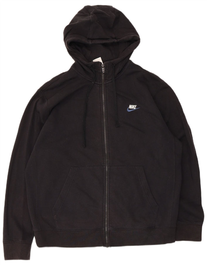 Nike Mens Zip Hoodie Sweater Large Black Cotton