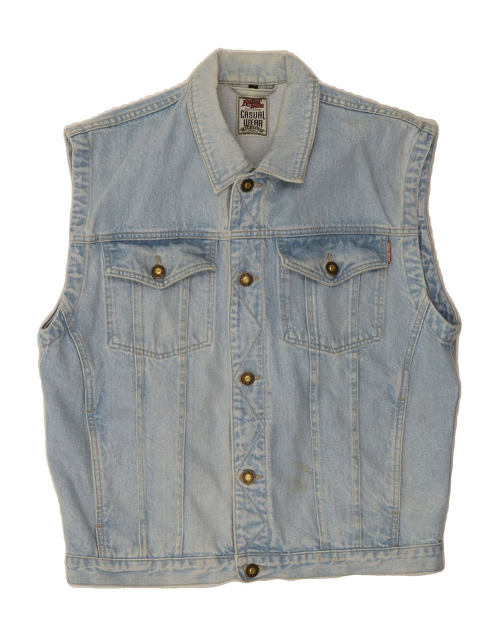 VINTAGE Mens Denim Gilet UK 38 Medium Blue Cotton Vintage Vintage and Second-Hand Vintage from Messina Hembry 