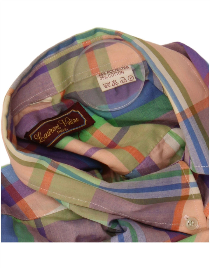 Vintage Mens Checked  Shirt Medium Multicoloured Check Polyester
