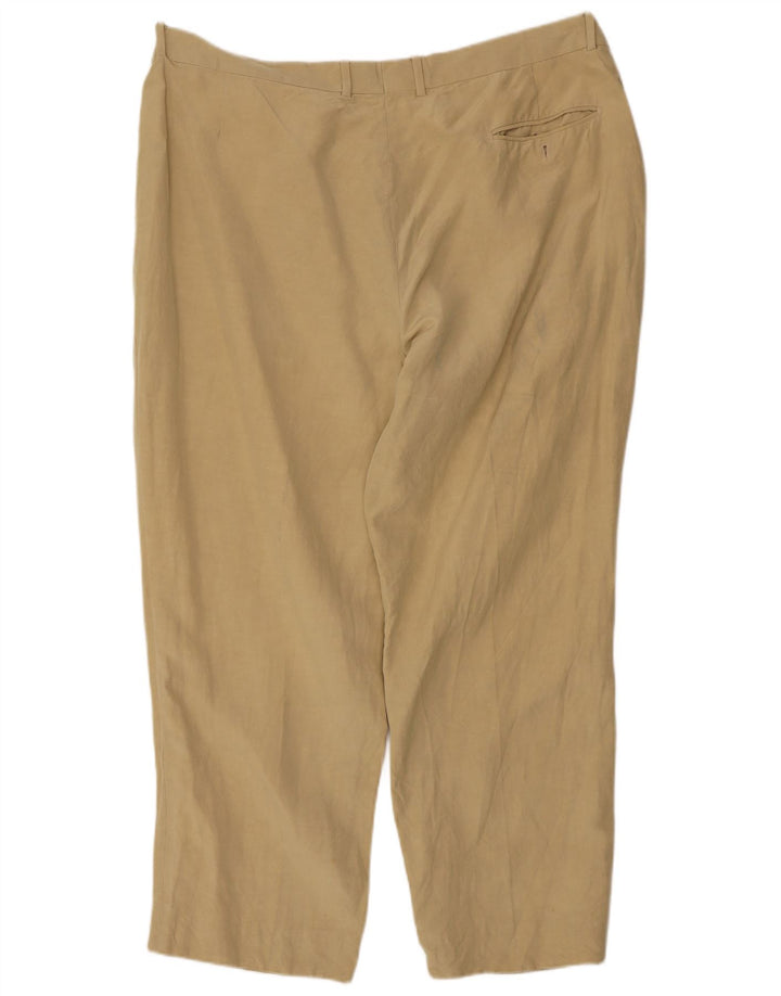 Jaeger Mens Straight Cropped Trousers W44 L26 Beige Silk