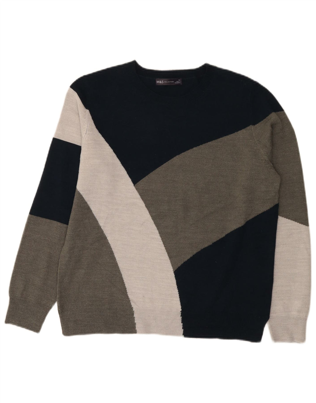 Marks & Spencer Dame Boat Neck Jumper Sweater UK 14 Large Multicolor