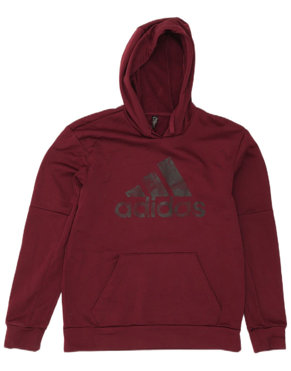 Adidas Mens Aeroready Graphic Hoodie Jumper Small Burgundy Polyester