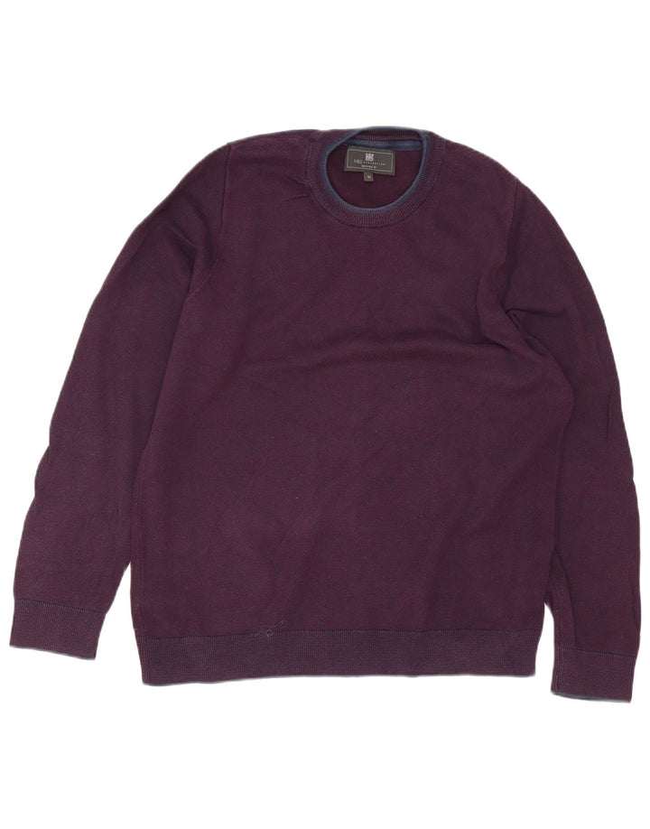 Marks & Spencer herre skræddersyet pasform med rund hals sweater Medium Burgundy