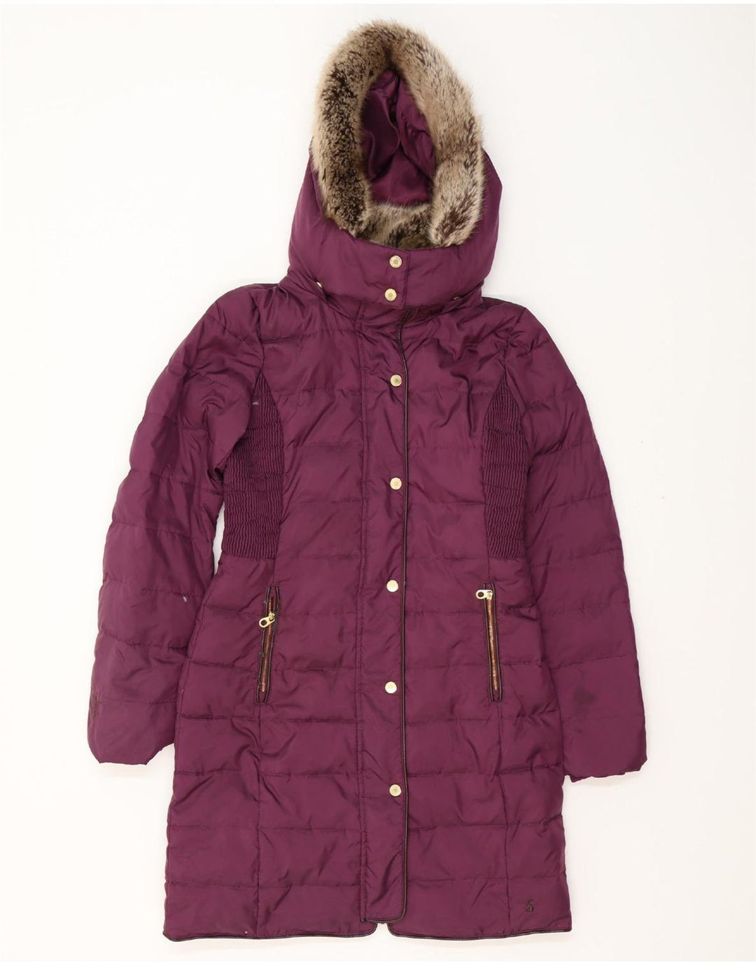 JOULES Womens Oversized Hooded Padded Coat UK 8 Small Purple Polyester