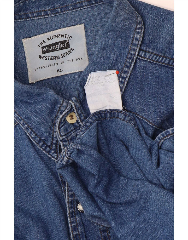 Wrangler Mens Western Denim Shirt XL Blue Cotton