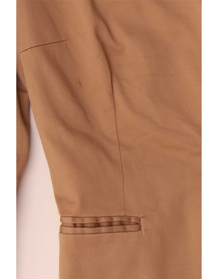 Zara Womens 1 Button Blazer Jacket EU 38 Small Brown Cotton