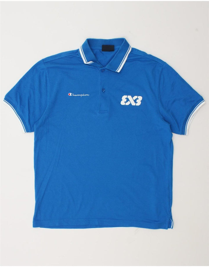 Champion Herre grafisk poloshirt mellemblå bomuld