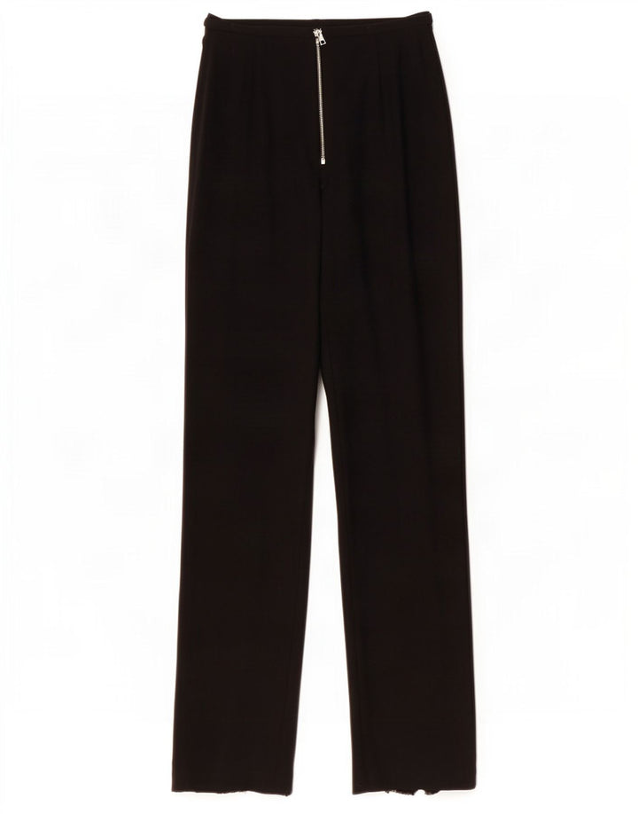 Vintage Womens Straight Suit Trousers IT 42 Medium W28 L32 Black Wool