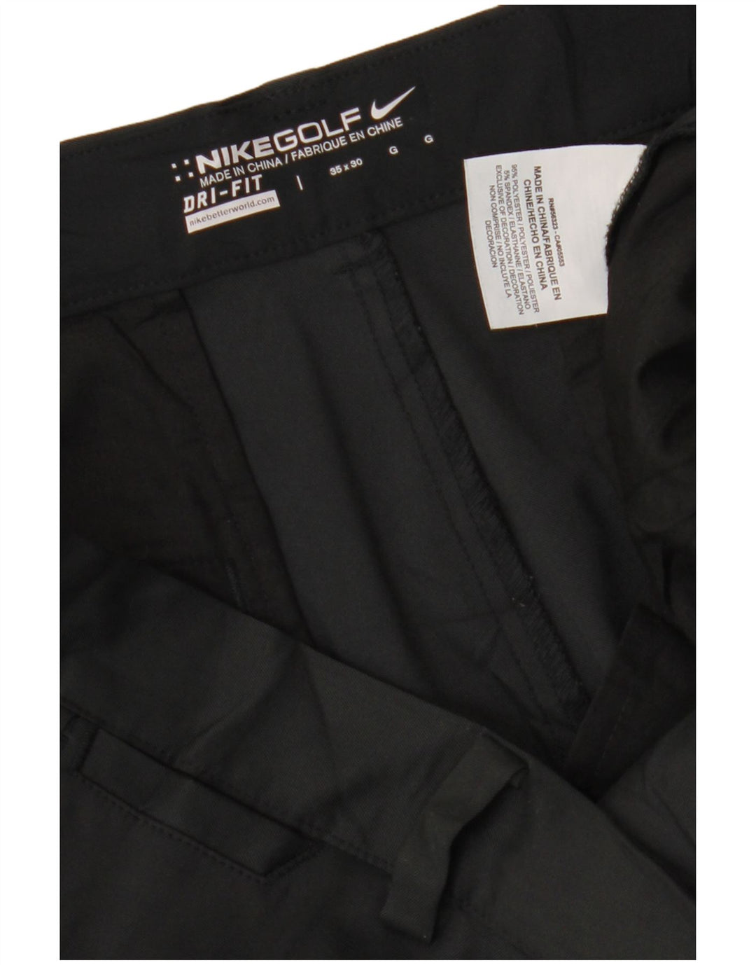 Nike Mens Dri Fit Straight Chino Trousers W35 L30 Black Polyester