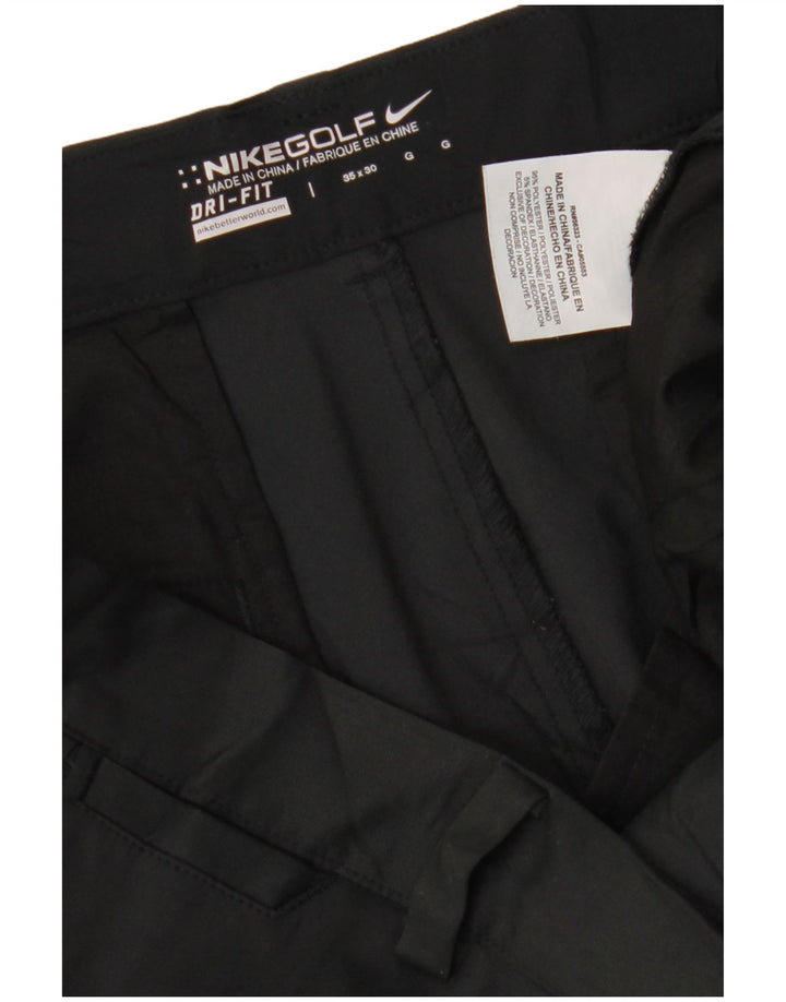 Nike Mens Dri Fit Straight Chino Trousers W35 L30 Black Polyester