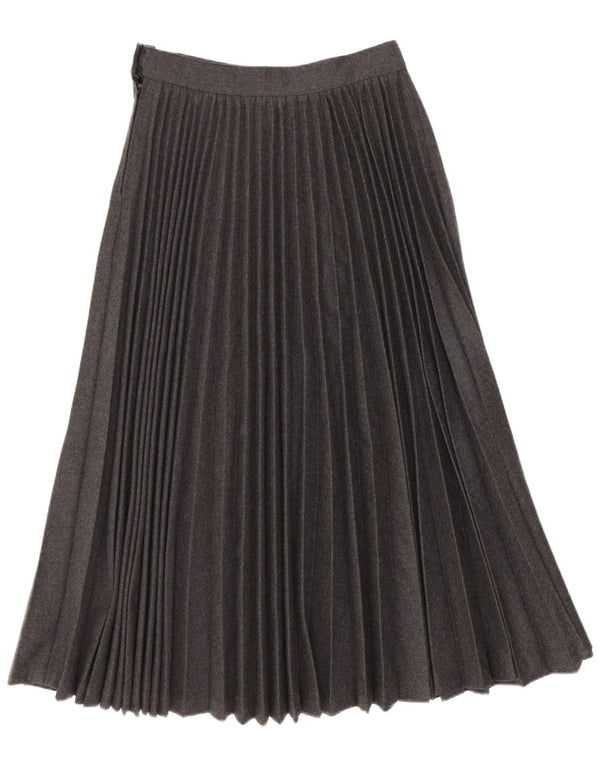 vintage Femmes Maxi Taille Haute Couteau Jupe Plissée W24 XS Gris