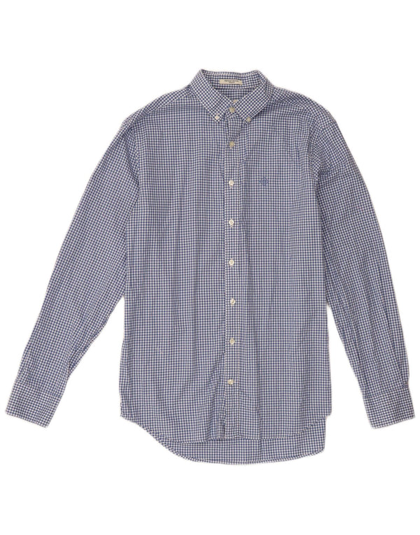 Gant Mens Shirt Size 39/40 15 3/4 Medium Blue Gingham Cotton