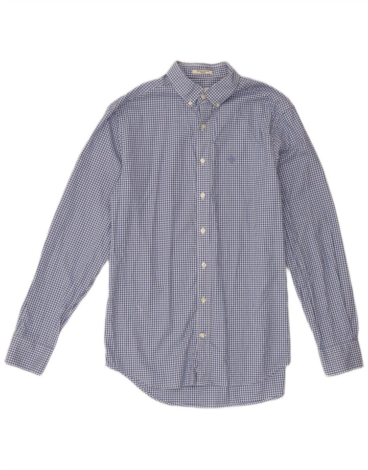 Gant Mens Shirt Size 39/40 15 3/4 Medium Blue Gingham Cotton