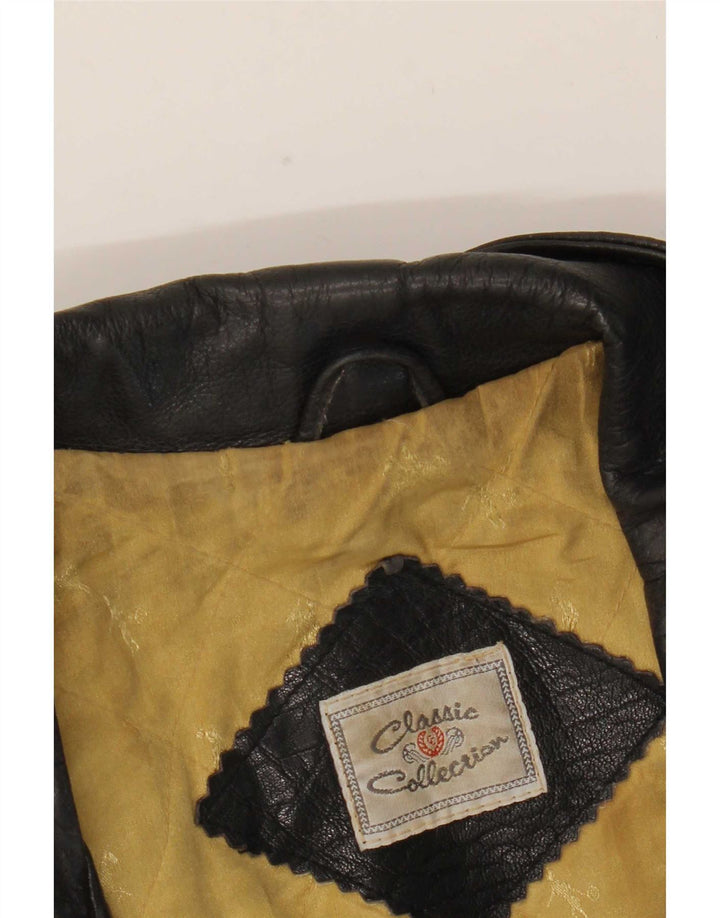 CLASSIC Ανδρικό Δερμάτινο Μπουφάν Biker UK 42 XL Μαύρο
