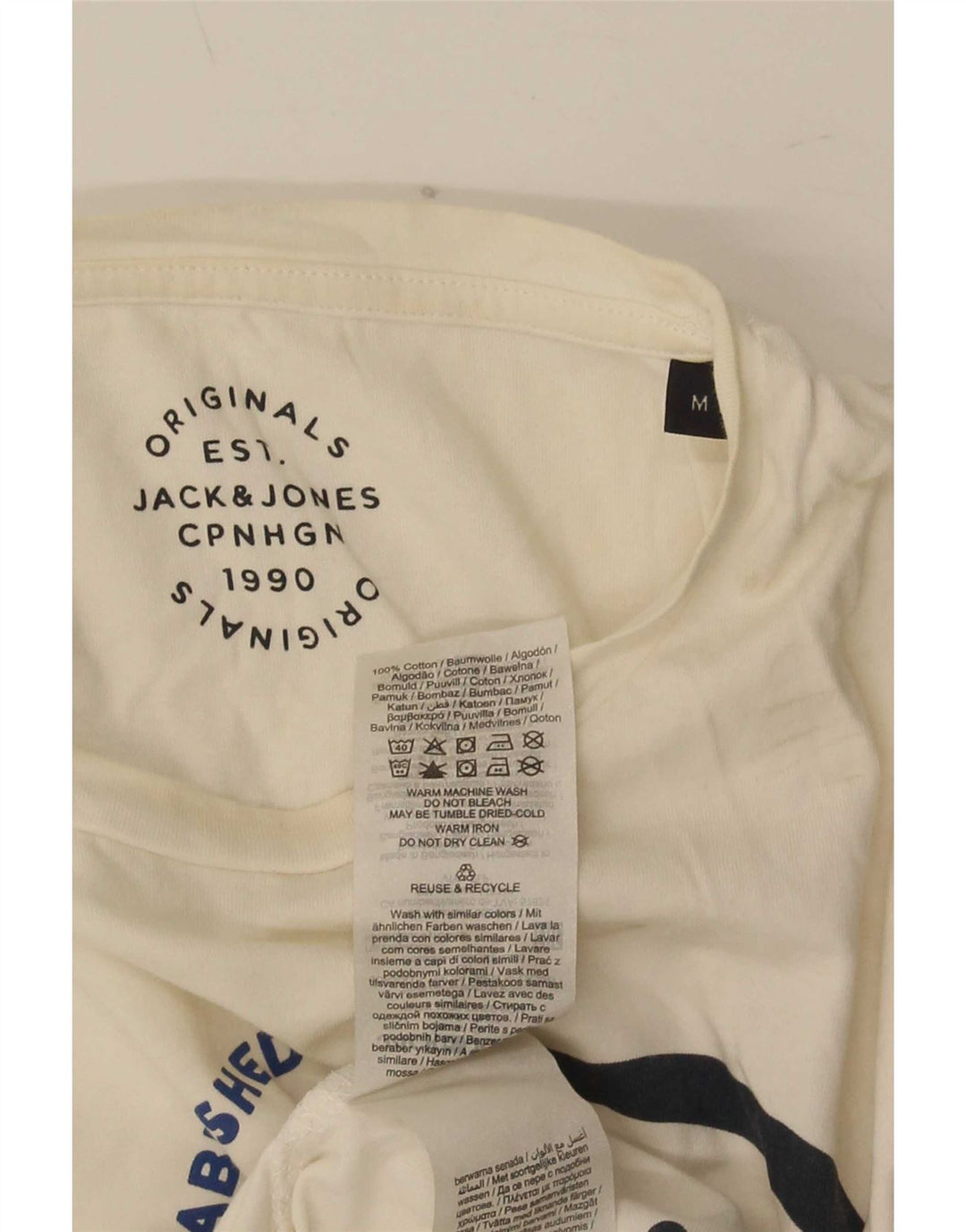 Jack & Jones Herre grafisk T-shirt Top Medium Hvid Bomuld