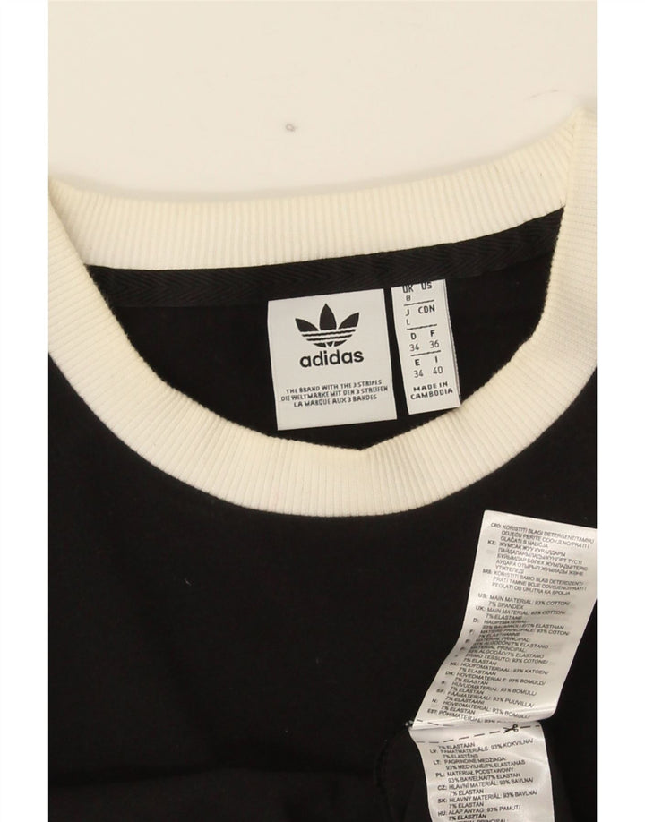 Adidas Womens Top Long Sleeve UK 8 Small Black Cotton