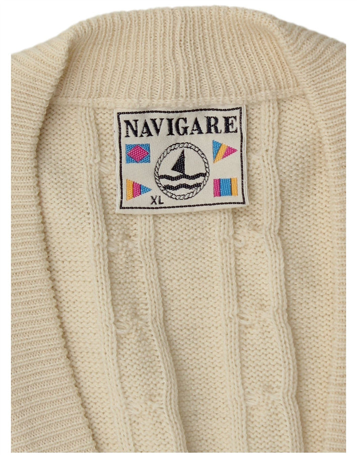 Navigare Mens Cardigan Sweater XL Off White