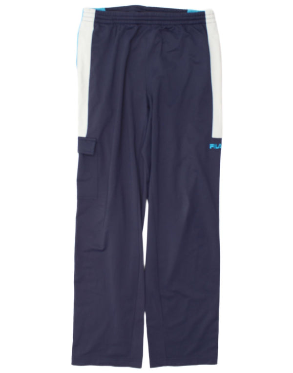 Fila Mens Tracksuit Trousers IT 50 Medium  Navy Blue Colourblock Polyester