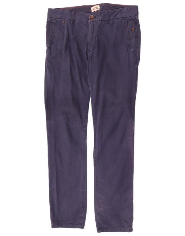 Tommy Hilfiger Mens Slim Chino Calças W32 L32 Azul Marinho Algodão