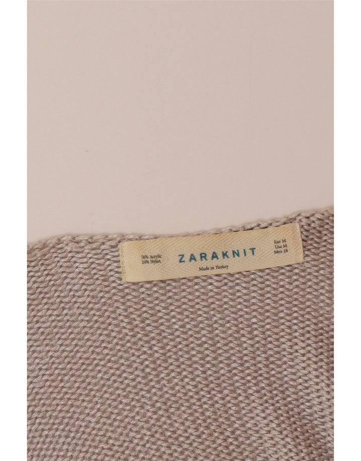 Zara Dame V-hals sweater UK 14 Medium Grå