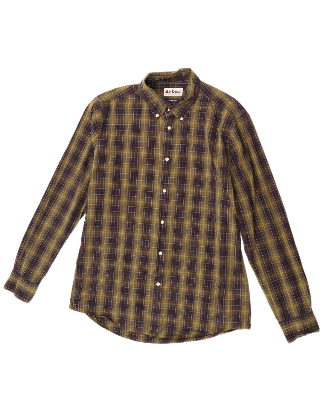 Barbour Herren-Hemd mit maßgeschneiderter Passform, großes Khaki-Karomuster aus Baumwolle