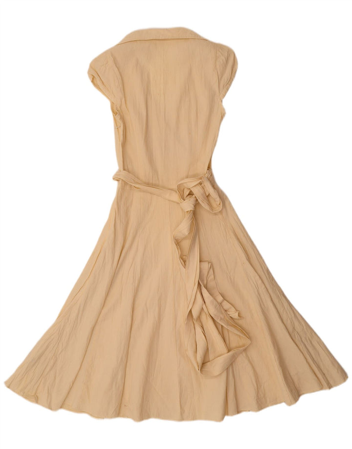 Zara Dame A-Line Kjole UK 12 Medium Gul Bomuld