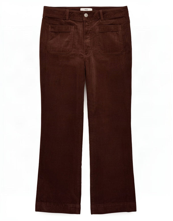 Marks & Spencer Damen Bootcut-Cordhose UK 14 Medium W30 L27 Braun