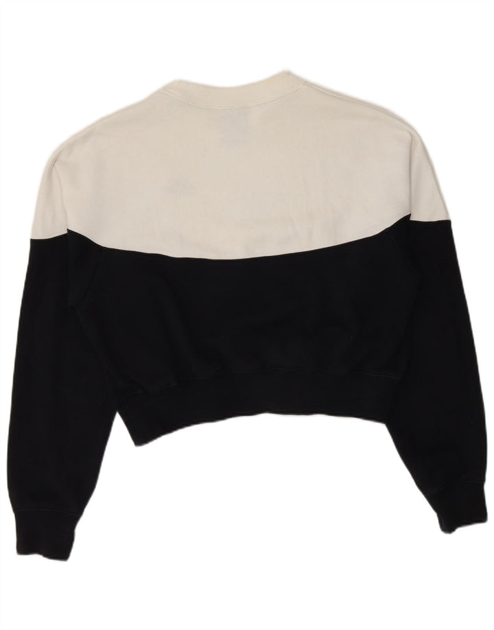 Nike Womens Crop Sweatshirt Jumper UK 14 Medium Black Colourblock