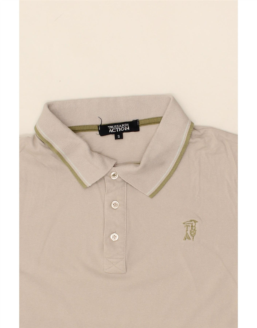 TRUSSARDI Mens Polo Shirt Small Grey Cotton Vintage Trussardi and Second-Hand Trussardi from Messina Hembry 