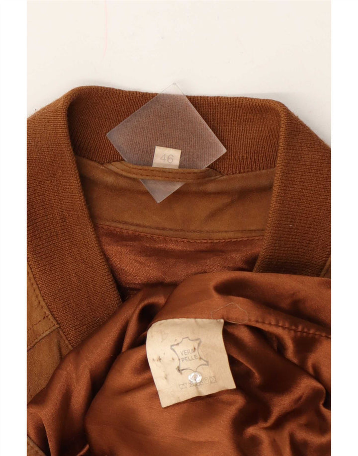 Vintage muška bomber jakna od brušene kože IT 46, mala bež koža