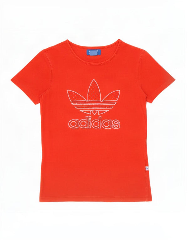 Adidas Damen Grafik T-Shirt Top UK 8 Small Rot Baumwolle