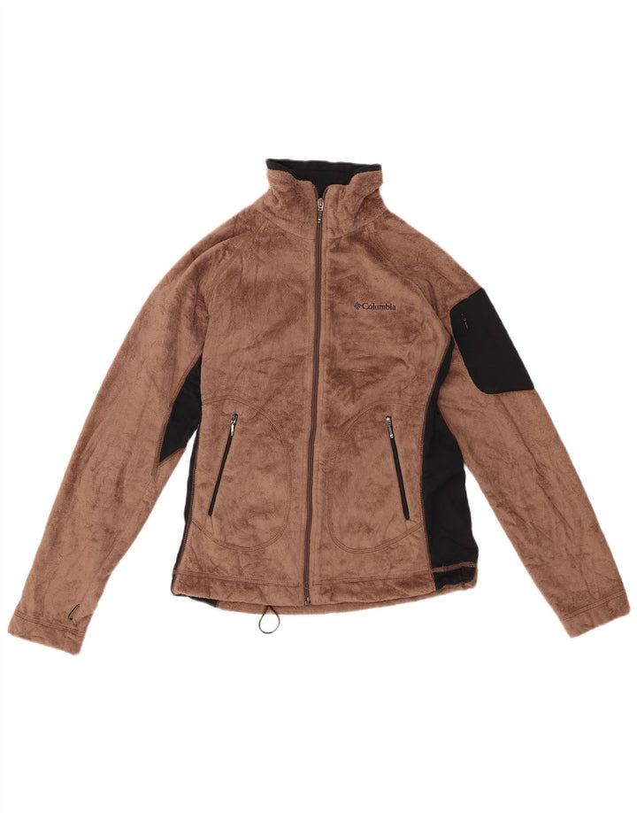 COLUMBIA Womens Fleece Jacket UK 10 Small Brown Colourblock Polyester