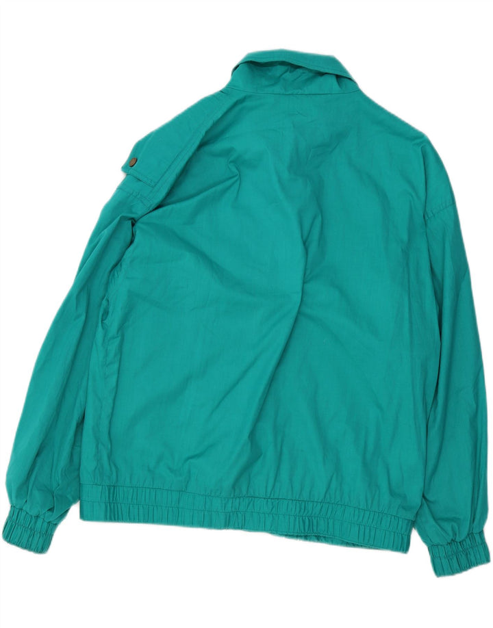 VINTAGE Womens Windbreaker Jacket UK 16 Large Green Polyester