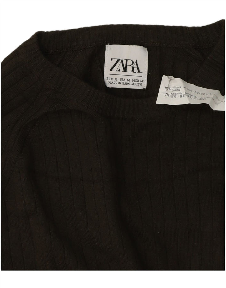 Zara Mens Crew Neck Jumper Sweater Medium Green Viscose