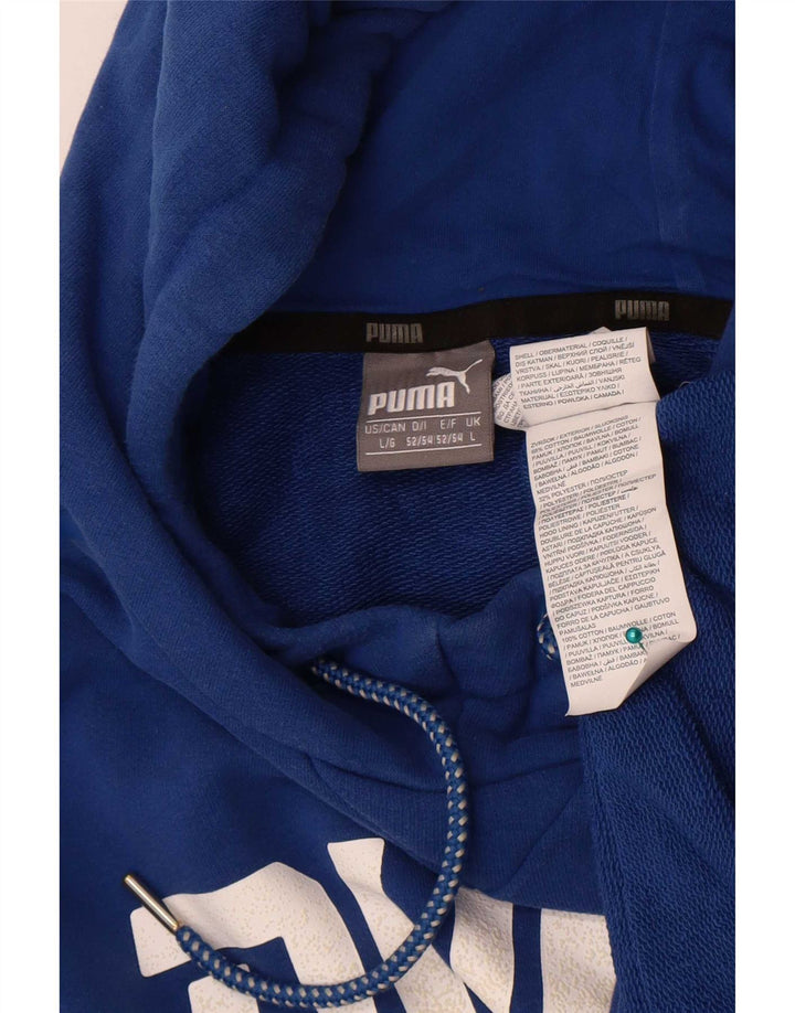 Puma Mens Graphic Hoodie Jumper Large Blue Cotton